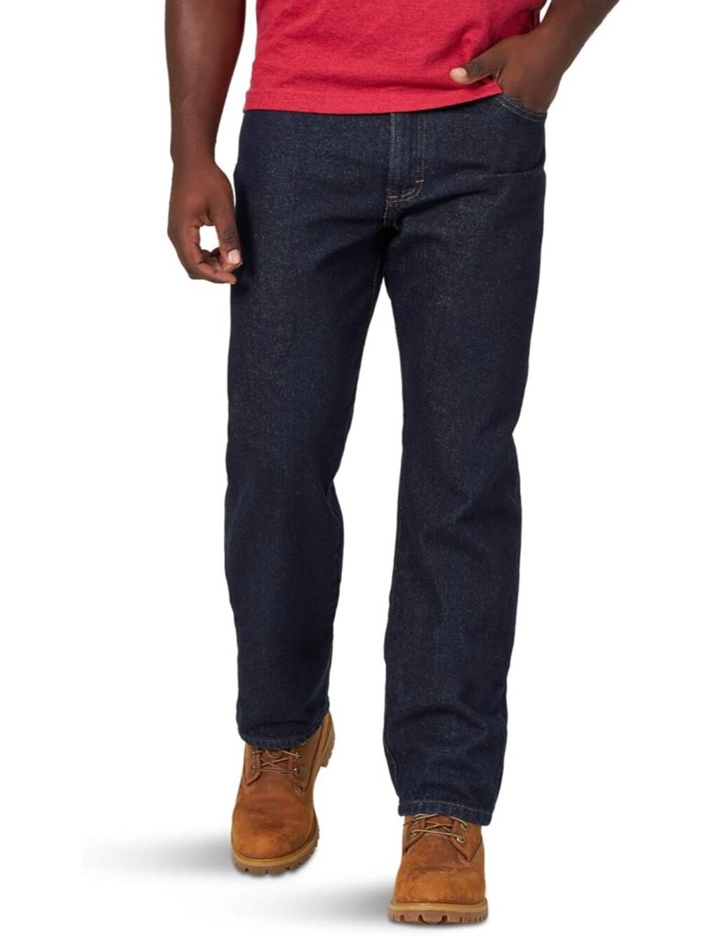 Men's Soft Rinse Cotton Relaxed Fit Jeans Classic Straight Leg 5 Pocket Styling